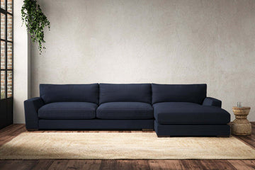 Guddu Grand Right Hand Chaise Sofa - Brera Linen Indigo