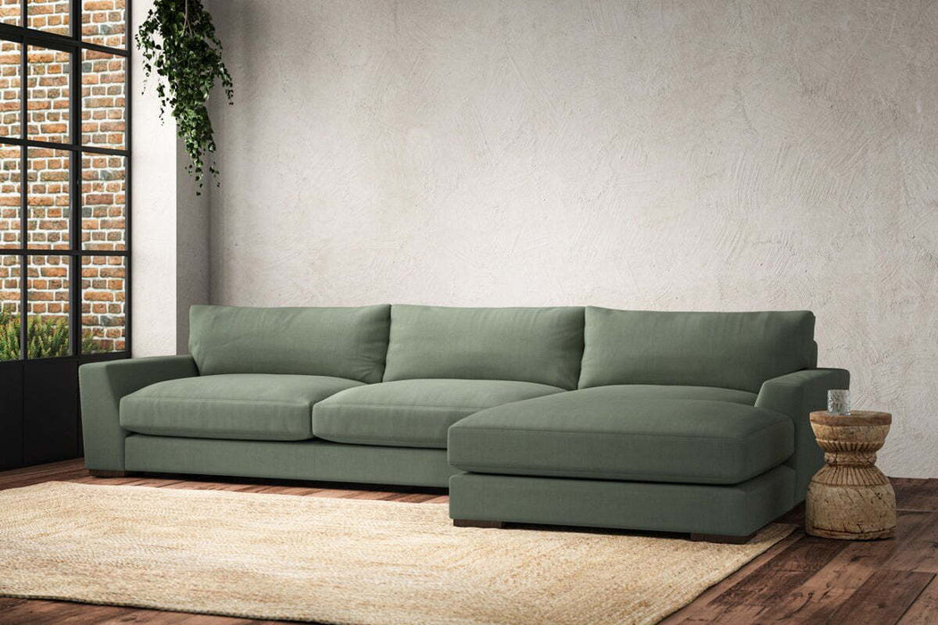 Guddu Grand Right Hand Chaise Sofa - Brera Linen Jade