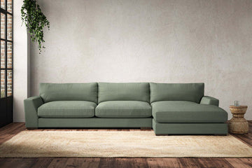 Guddu Grand Right Hand Chaise Sofa - Brera Linen Jade