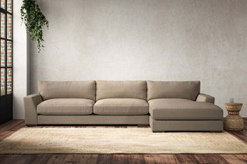 Guddu Grand Right Hand Chaise Sofa - Brera Linen Pebble