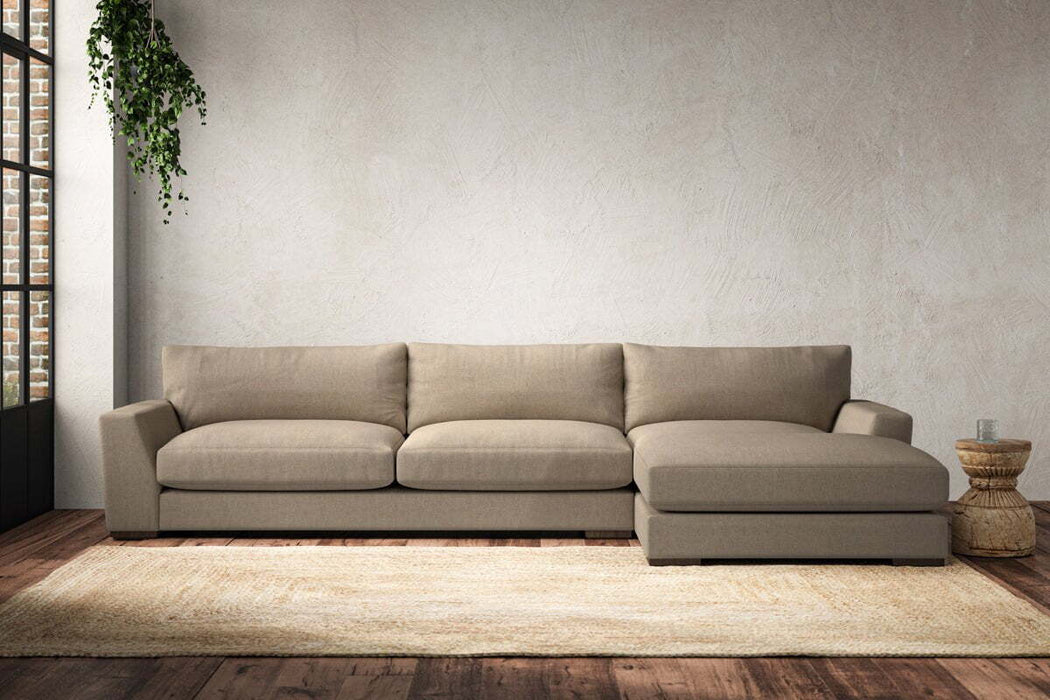 Guddu Grand Right Hand Chaise Sofa - Brera Linen Pebble