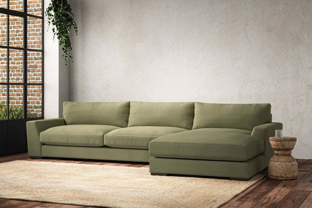 Guddu Grand Right Hand Chaise Sofa - Brera Linen Sage