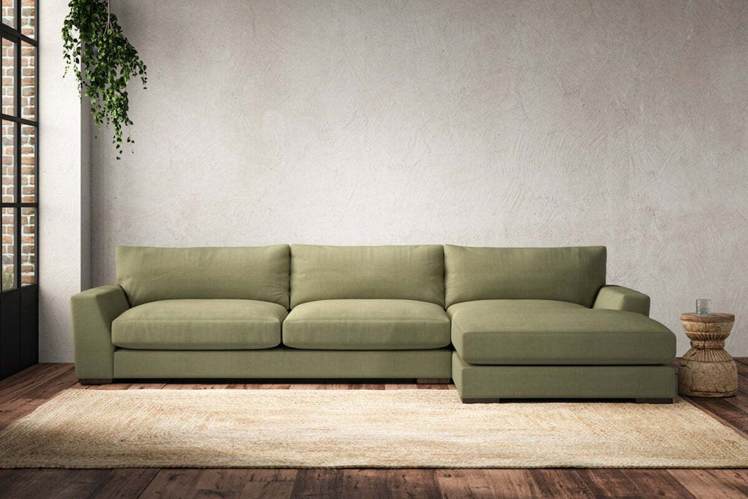 Guddu Grand Right Hand Chaise Sofa - Brera Linen Sage