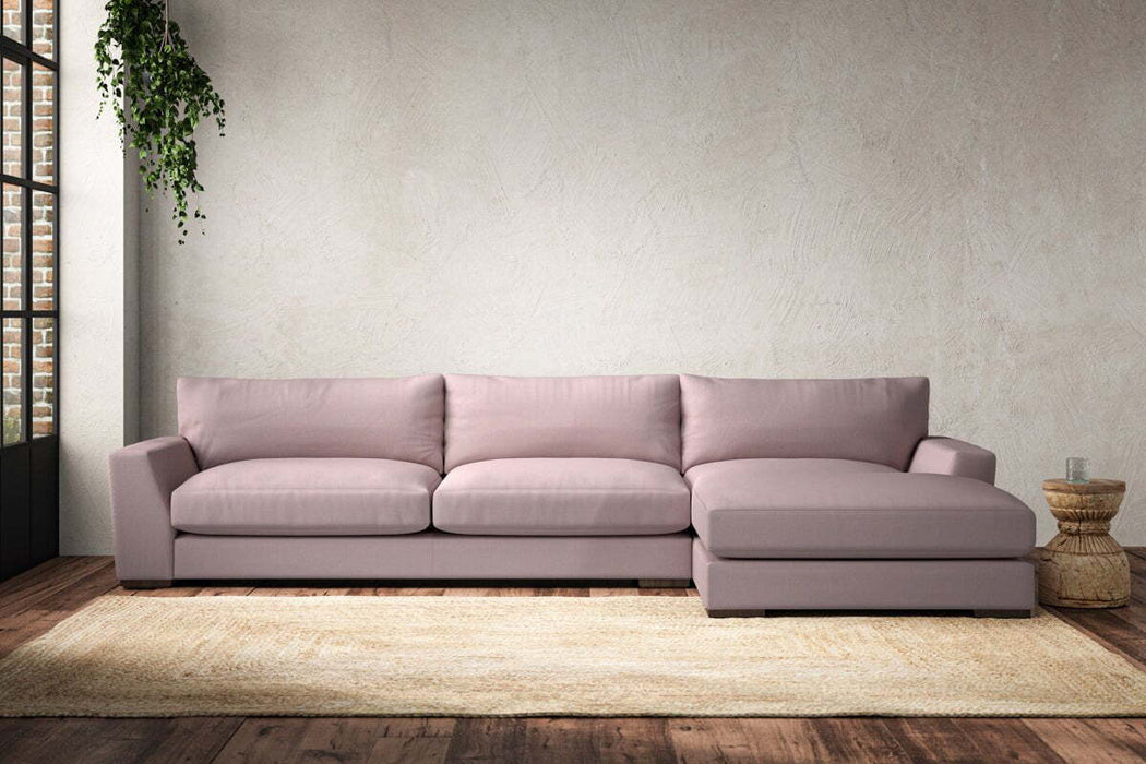 Guddu Grand Right Hand Chaise Sofa - Recycled Cotton Lavender