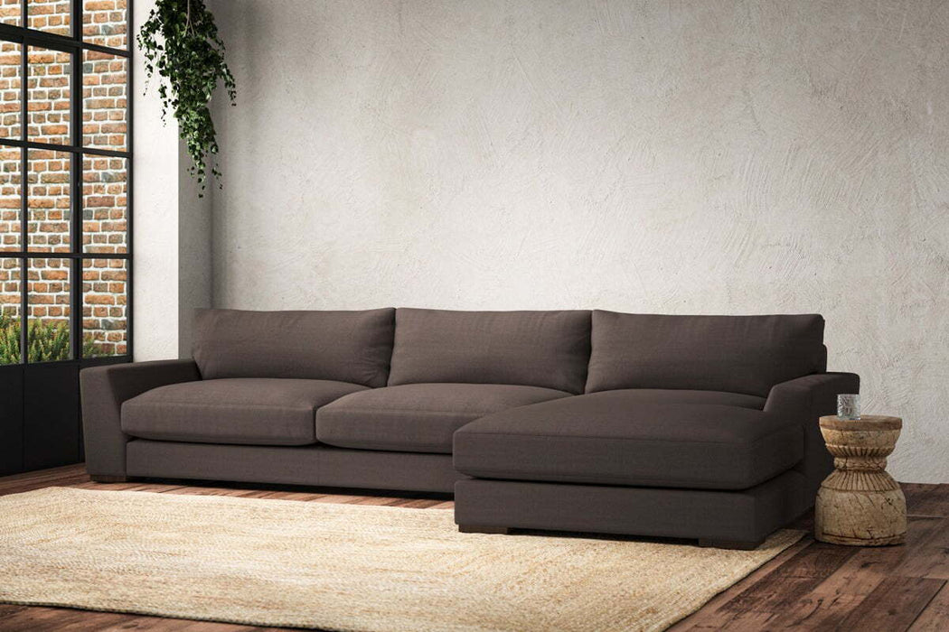 Guddu Grand Right Hand Chaise Sofa - Recycled Cotton Mocha