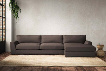 Guddu Grand Right Hand Chaise Sofa - Recycled Cotton Mocha