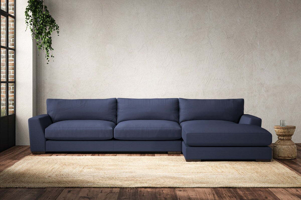 Guddu Grand Right Hand Chaise Sofa - Recycled Cotton Navy
