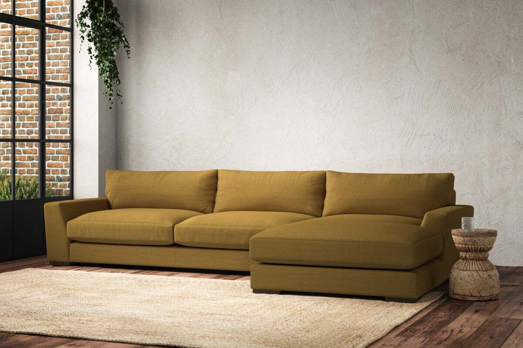 Guddu Grand Right Hand Chaise Sofa - Recycled Cotton Ochre
