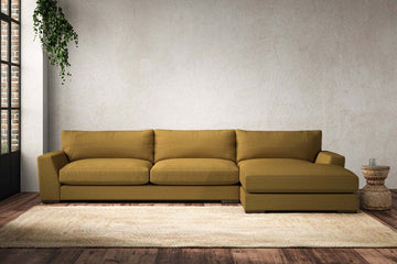 Guddu Grand Right Hand Chaise Sofa - Recycled Cotton Ochre
