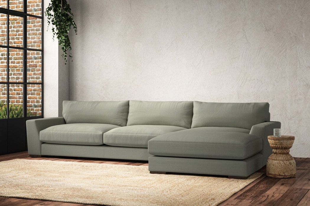 Guddu Grand Right Hand Chaise Sofa - Recycled Cotton Seaspray