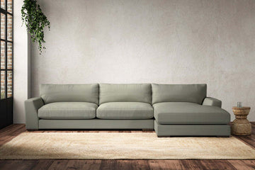 Guddu Grand Right Hand Chaise Sofa - Recycled Cotton Seaspray