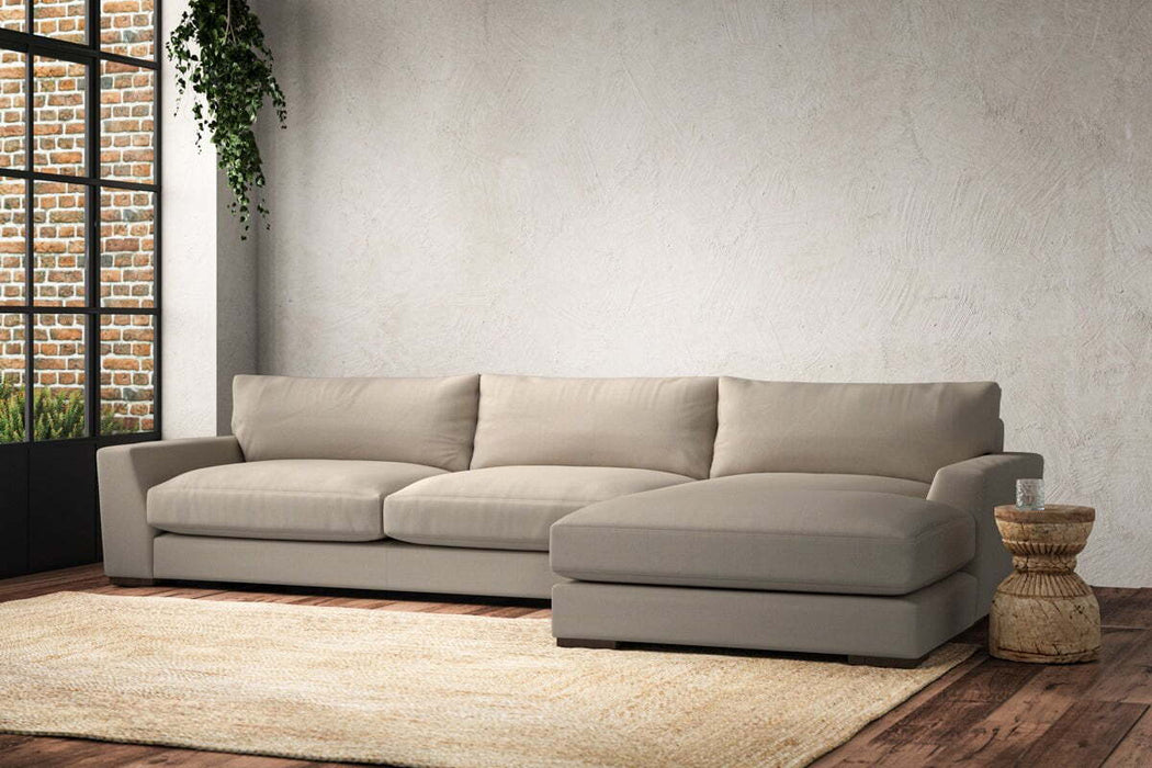 Guddu Grand Right Hand Chaise Sofa - Recycled Cotton Stone