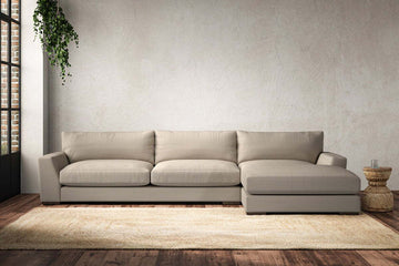 Guddu Grand Right Hand Chaise Sofa - Recycled Cotton Stone