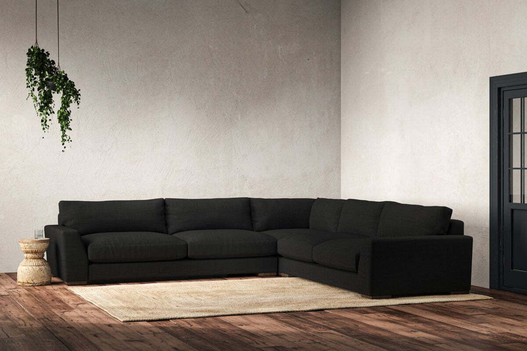 Guddu Grand Right Hand Corner Sofa - Brera Linen Charcoal