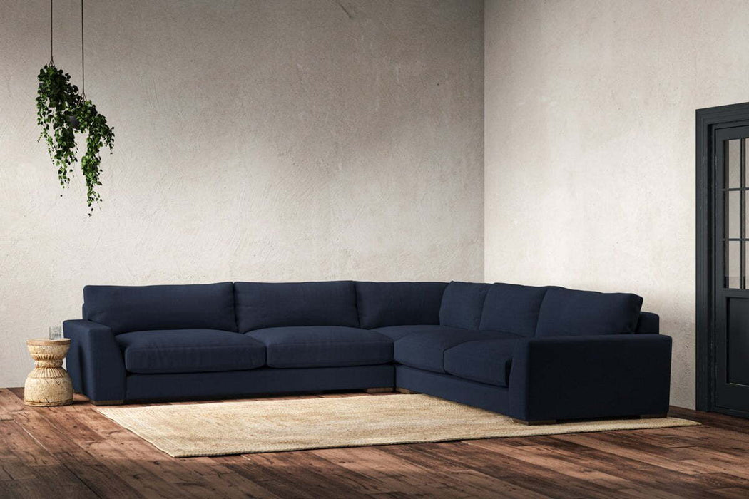 Guddu Grand Right Hand Corner Sofa - Brera Linen Indigo