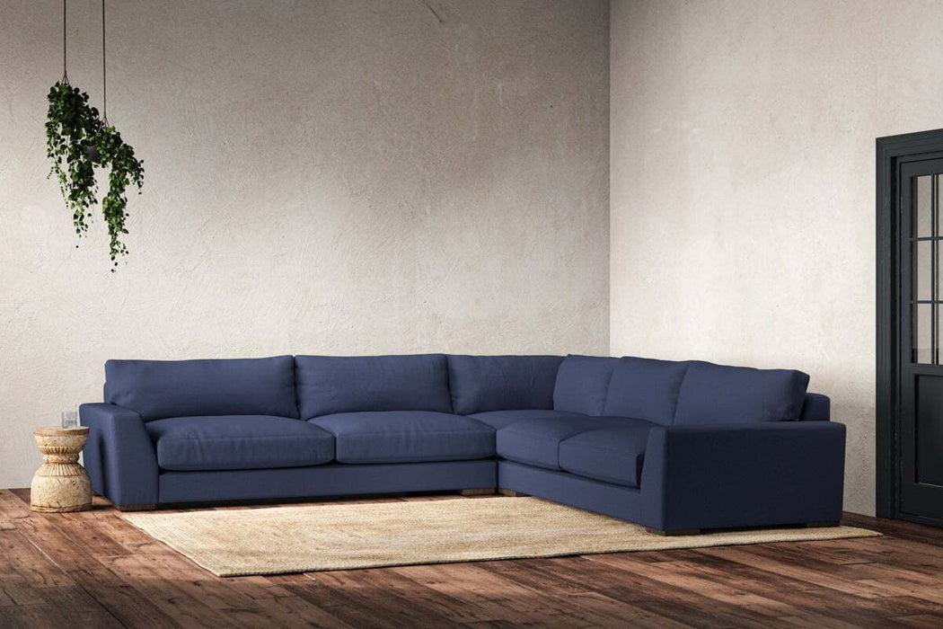 Guddu Grand Right Hand Corner Sofa - Recycled Cotton Navy