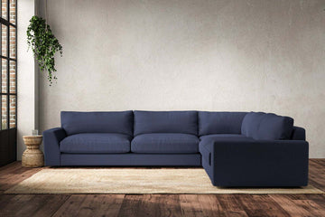Guddu Grand Right Hand Corner Sofa - Recycled Cotton Navy