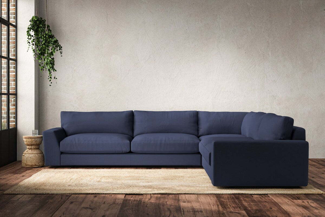 Guddu Grand Right Hand Corner Sofa - Recycled Cotton Navy