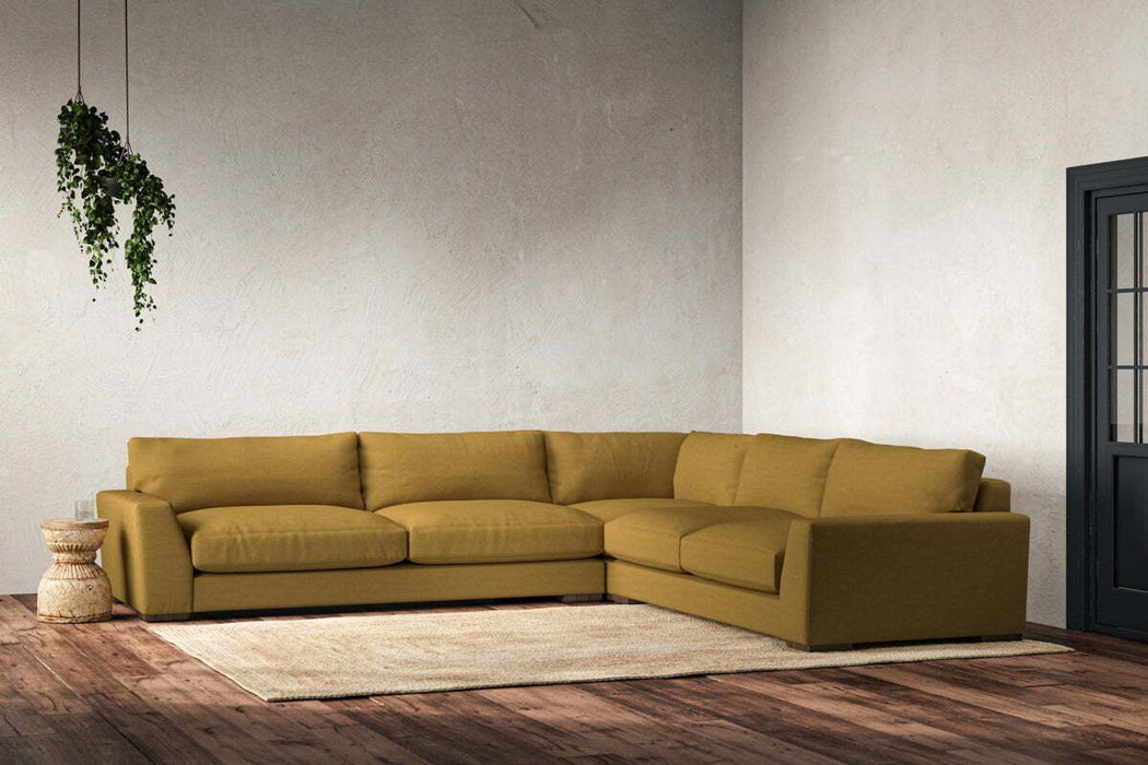 Guddu Grand Right Hand Corner Sofa - Recycled Cotton Ochre