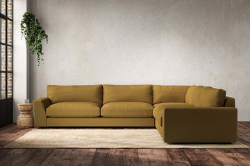 Guddu Grand Right Hand Corner Sofa - Recycled Cotton Ochre