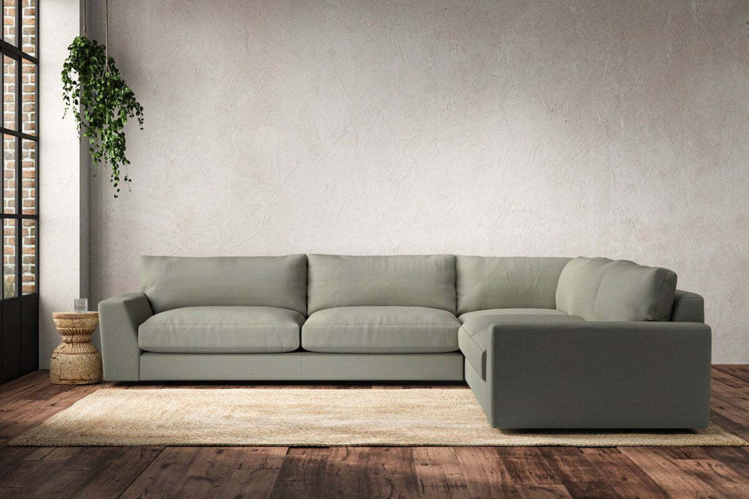 Guddu Grand Right Hand Corner Sofa - Recycled Cotton Seaspray