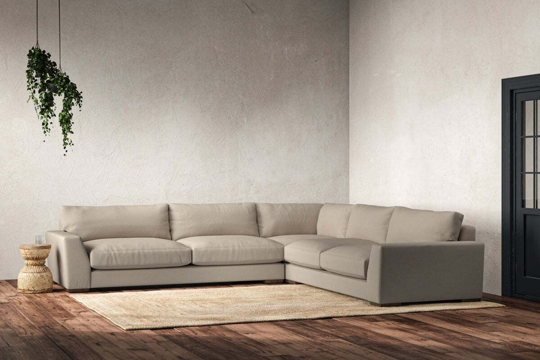 Guddu Grand Right Hand Corner Sofa - Recycled Cotton Stone