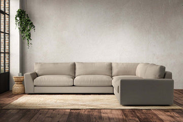 Guddu Grand Right Hand Corner Sofa - Recycled Cotton Stone