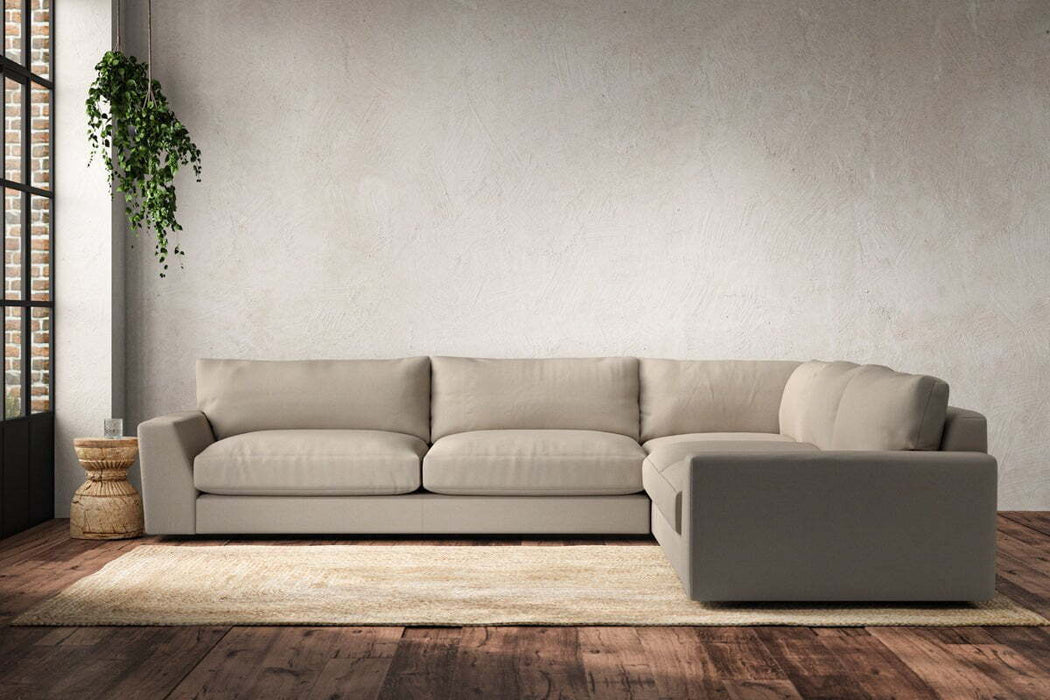 Guddu Grand Right Hand Corner Sofa - Recycled Cotton Stone