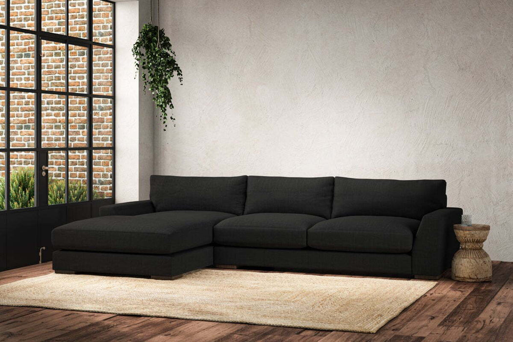 Guddu Large Left Hand Chaise Sofa - Brera Linen Charcoal