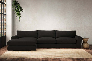 Guddu Large Left Hand Chaise Sofa - Brera Linen Charcoal