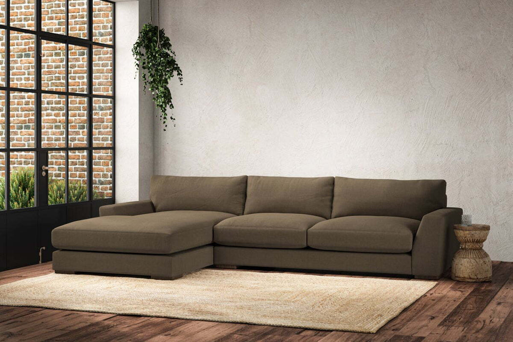Guddu Large Left Hand Chaise Sofa - Brera Linen Chestnut