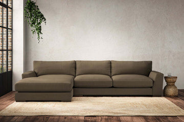 Guddu Large Left Hand Chaise Sofa - Brera Linen Chestnut
