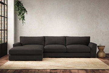 Guddu Large Left Hand Chaise Sofa - Brera Linen Espresso