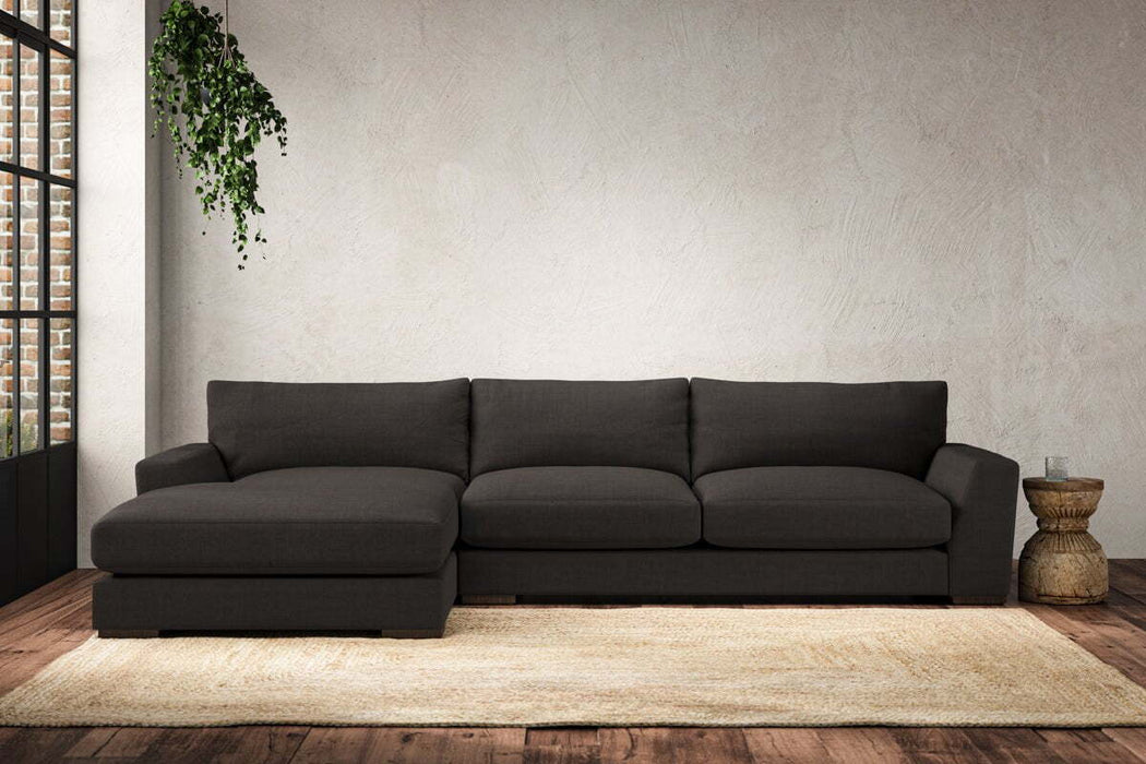 Guddu Large Left Hand Chaise Sofa - Brera Linen Espresso
