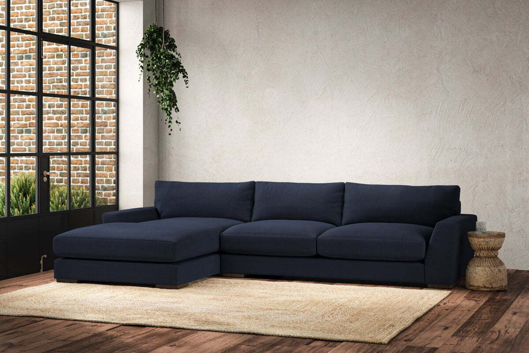 Guddu Large Left Hand Chaise Sofa - Brera Linen Indigo