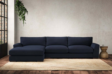 Guddu Large Left Hand Chaise Sofa - Brera Linen Indigo
