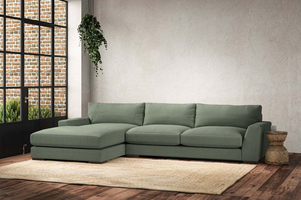 Guddu Large Left Hand Chaise Sofa - Brera Linen Jade