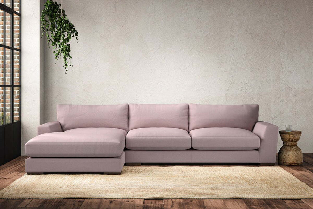 Guddu Large Left Hand Chaise Sofa - Recycled Cotton Lavender