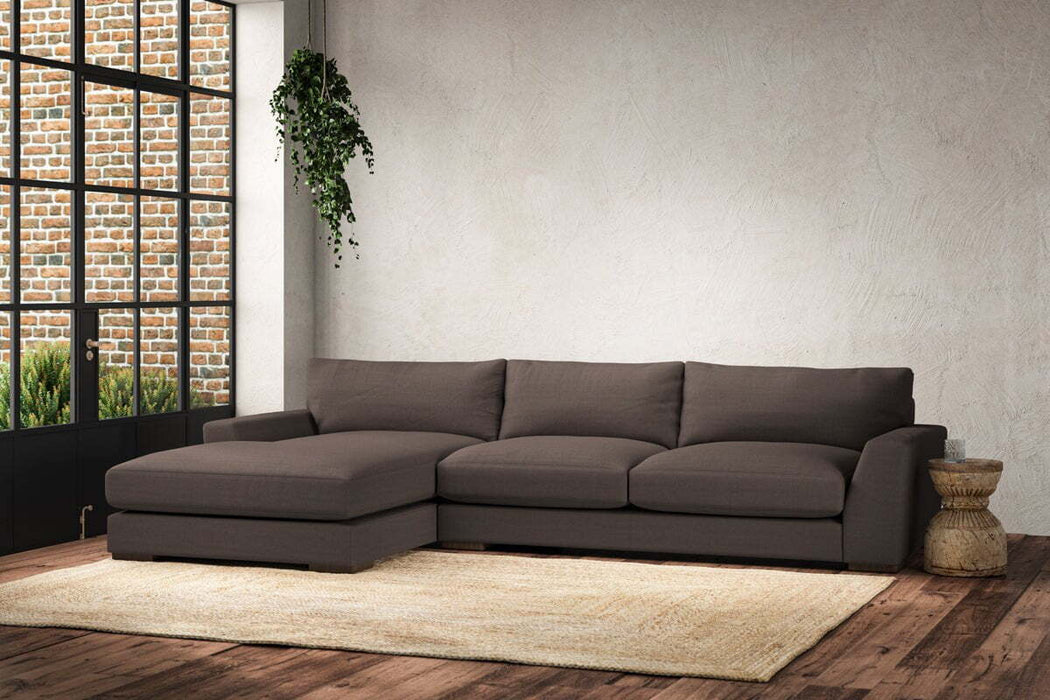 Guddu Large Left Hand Chaise Sofa - Recycled Cotton Mocha