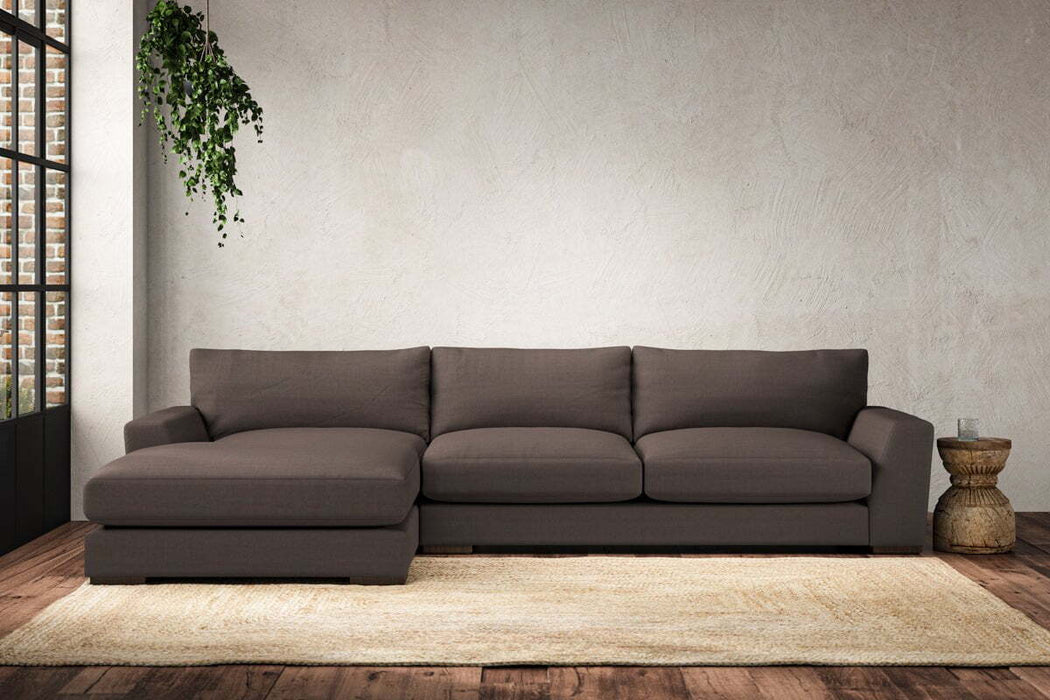 Guddu Large Left Hand Chaise Sofa - Recycled Cotton Mocha