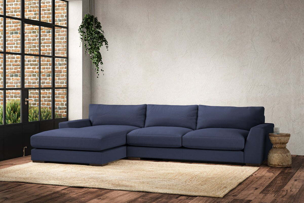 Guddu Large Left Hand Chaise Sofa - Recycled Cotton Navy