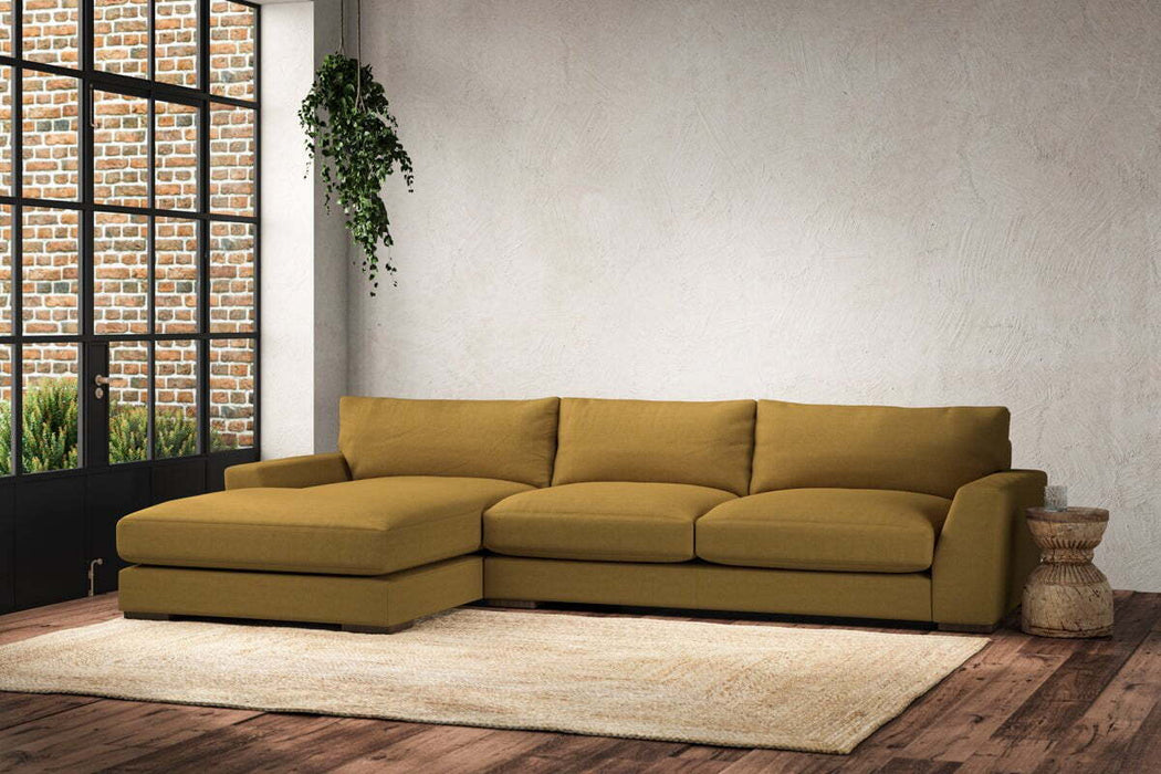 Guddu Large Left Hand Chaise Sofa - Recycled Cotton Ochre