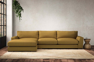 Guddu Large Left Hand Chaise Sofa - Recycled Cotton Ochre