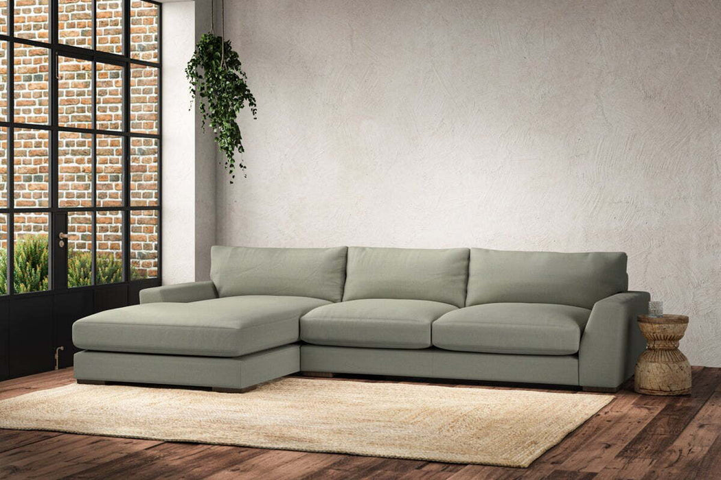 Guddu Large Left Hand Chaise Sofa - Recycled Cotton Seaspray