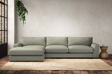 Guddu Large Left Hand Chaise Sofa - Recycled Cotton Seaspray