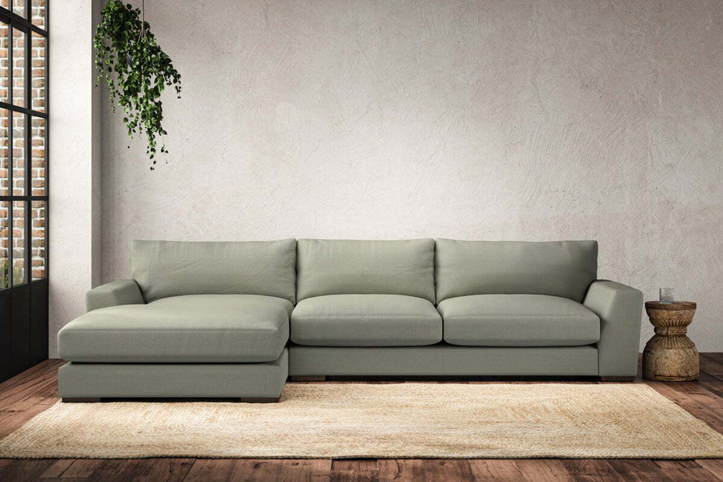 Guddu Large Left Hand Chaise Sofa - Recycled Cotton Seaspray