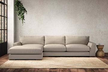 Guddu Large Left Hand Chaise Sofa - Recycled Cotton Stone