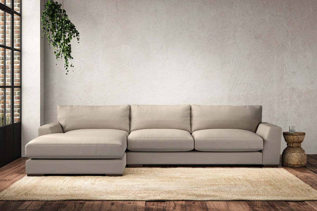 Guddu Large Left Hand Chaise Sofa - Recycled Cotton Stone