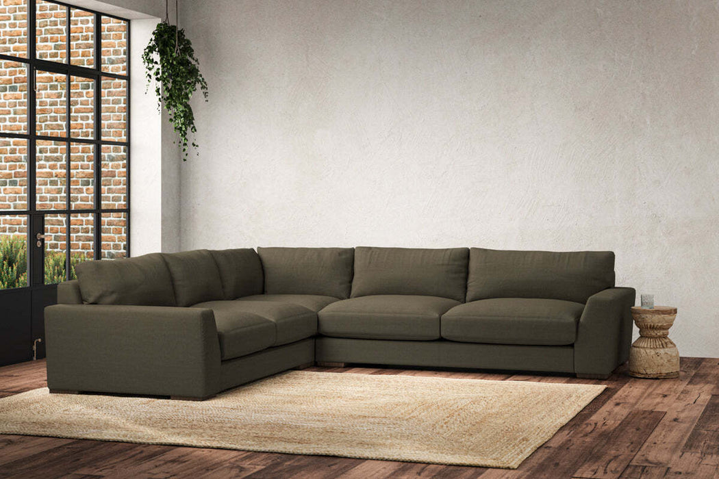Guddu Large Left Hand Corner Sofa - Recycled Cotton Fatigue