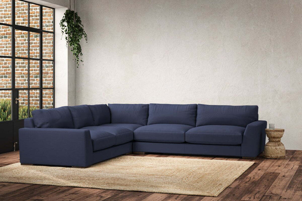Guddu Large Left Hand Corner Sofa - Recycled Cotton Navy